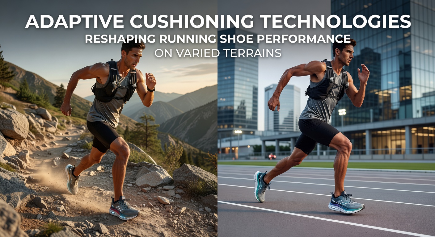 Runner testing adaptive cushioning shoes on trail terrain