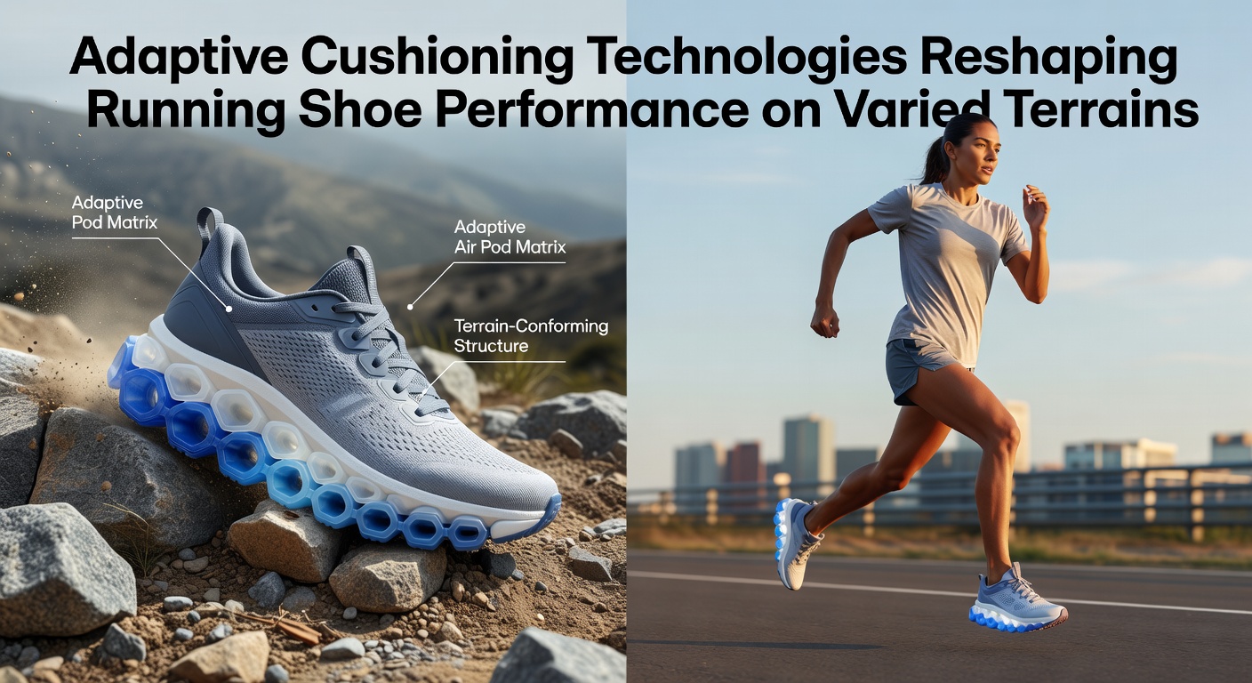 Close-up of adaptive cushioning technology in running shoe sole