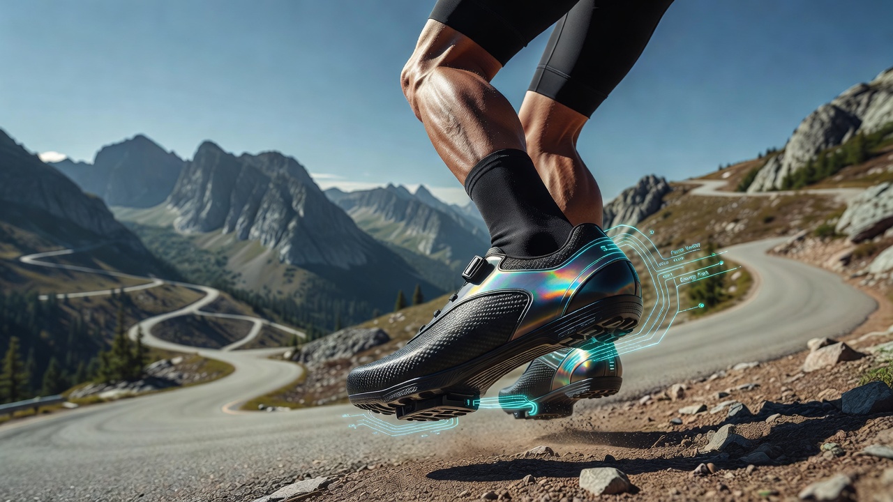Detailed view of layered composite sole construction in modern cycling shoes designed for enhanced rigidity