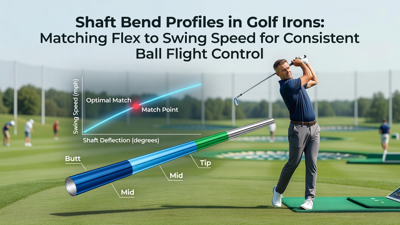 Diagram showing different shaft bend profiles in golf irons including low, mid, and high kick points with flex variations